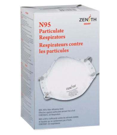 Masque N95 Respirateur contre les particules, N95, Certifié NIOSH, Moyen/grand