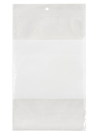 Sacs en poly avec espace inscriptible blanc, Refermable, 9" x 6", 2 mils.